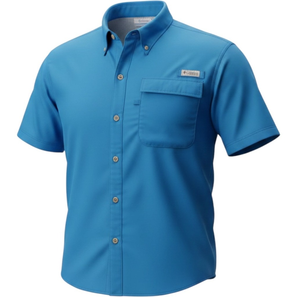 Columbia PFG Men's Blue Short‎ Sleeve Fishing Shirt OMNI-SHADE XXLT